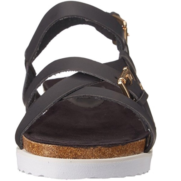Black Cork Thick Flatform Strappy Sandals - Picture 7 of 7